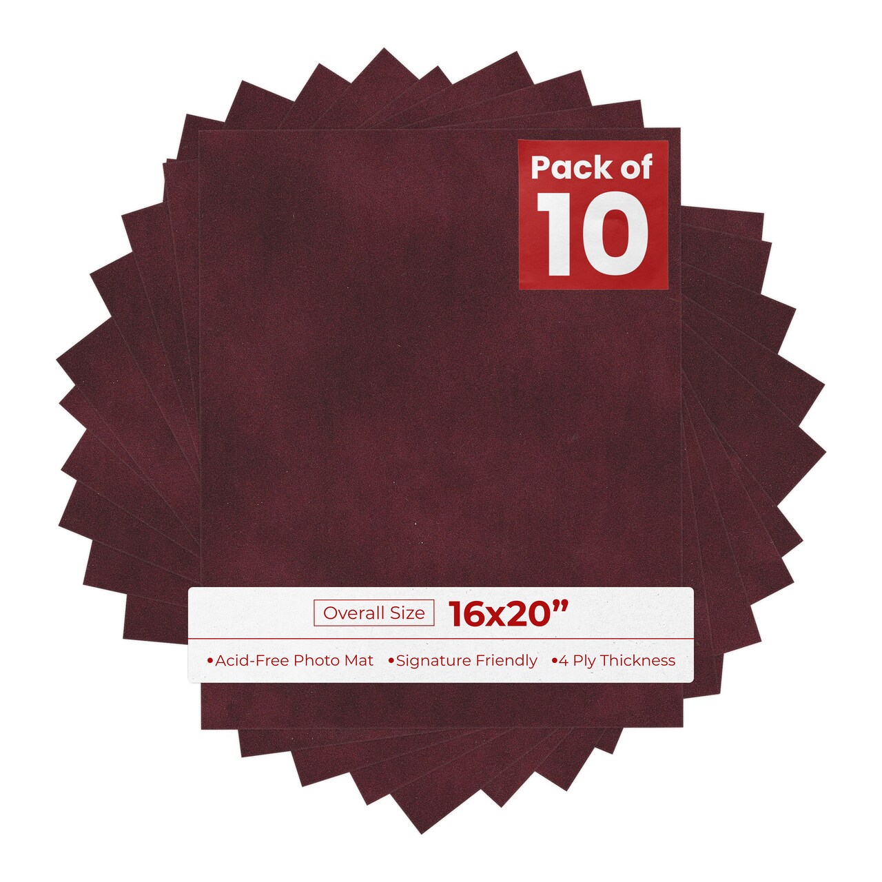 Dark Red Suede 16x20 Uncut Mat Board - Blank Sheets, No Opening